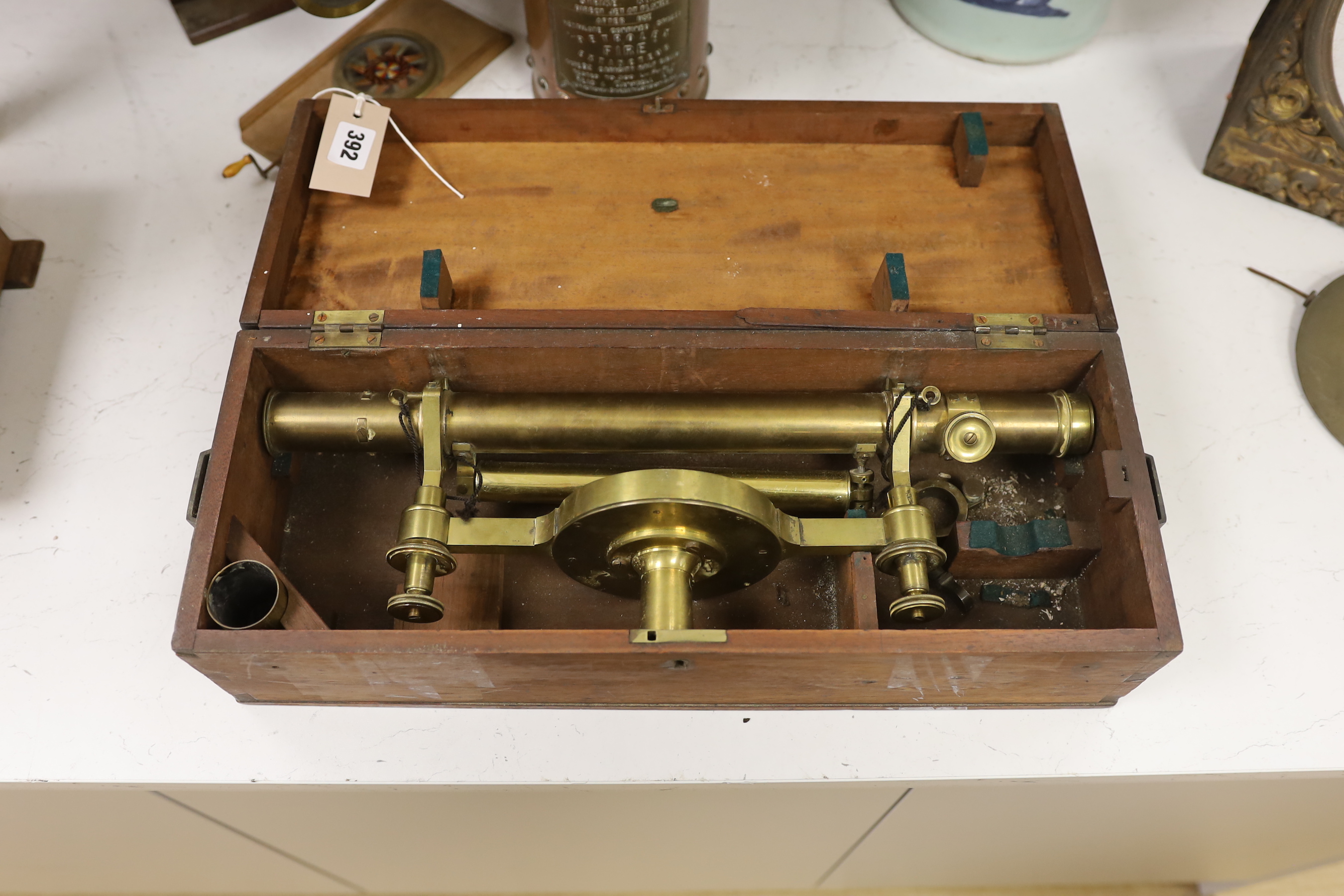 An early 20th century cased brass theodolite by J.Davis